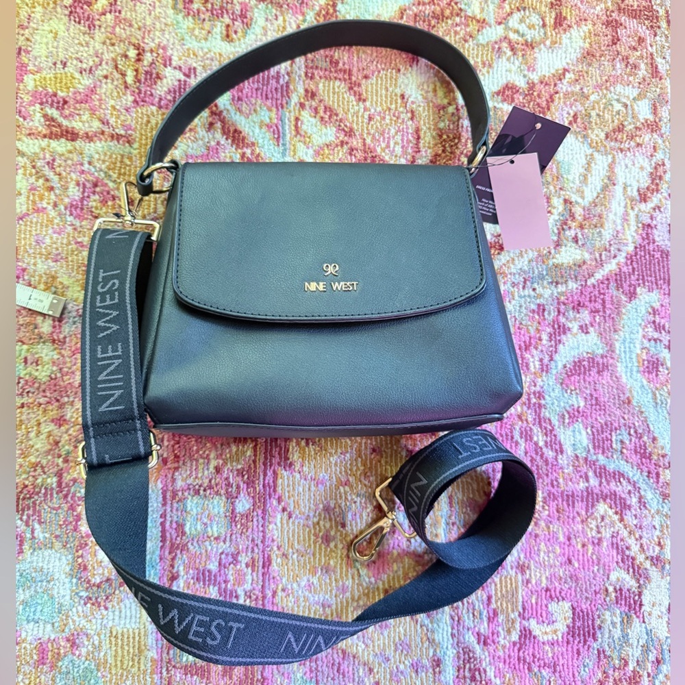Nine West Black Crossbody Bag with Logo Strap New with tags